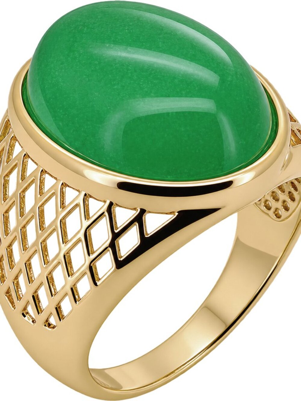 14k Yellow Gold Filled Oval Jade Signet Ring
